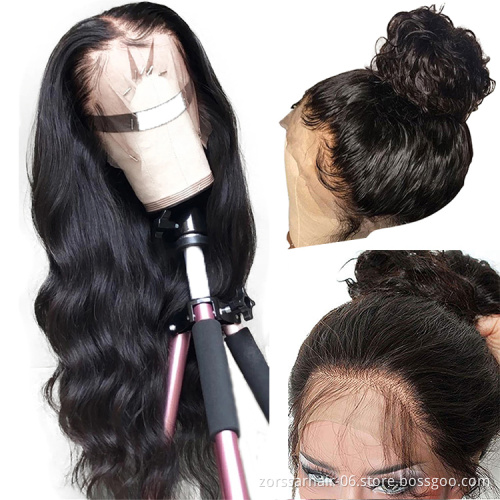 Top Selling Raw Indian 13*4 Lace Front Wig Human Hair Body Wave Single Donor Indian Virgin Hair Lace Frontal Double Drawn Wig